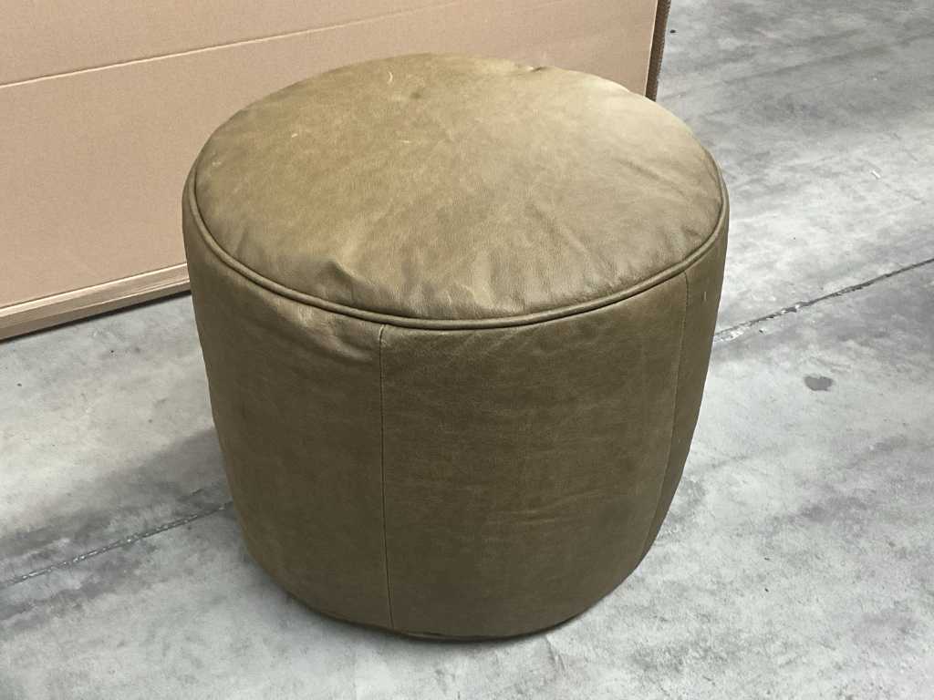 2x Footstool round leather JORN 1003