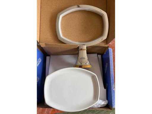 Scaffale GROHE "Allure Brilliant" con vetro per collutorio e porta-denti "Grandera" con saponatore in ceramica (2 pezzi).