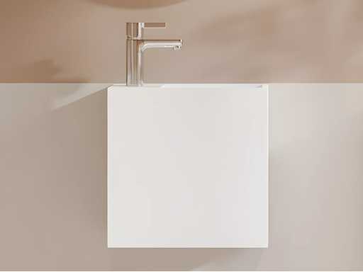 White suspended washbasin in solid surface with niche - Taps on the left - 40 cm