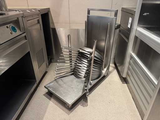 Demeyre - Stainless steel transport trolley with 21x wok pan (2x)