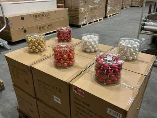 Partij diverse glazen kerstballen 40mm 36/tube (96 tubes)