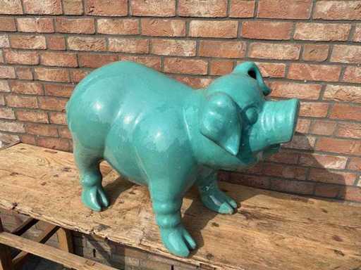 Glasierte Skulptur Schwein
