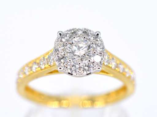 Bague d’entourage en or diamants brillants de 1,00 carat