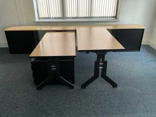 Kembo - Bureaus (2x) 160x80 cm met archiefkast (2x) 200x50x75 cm 