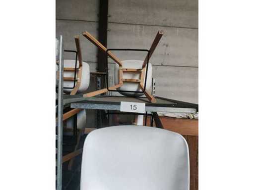 8x white bar stool (wooden frame (excl. transport cart) (8x)