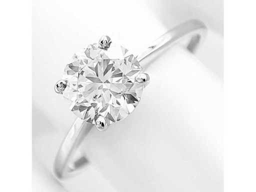 Inel din aur alb de 14 carate cu diamant natural de 1,02 ct