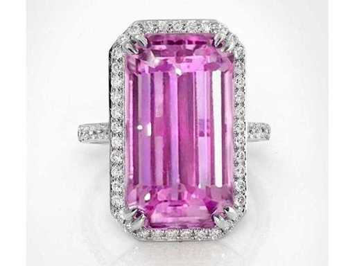 Luxe ontwerp ring Natuurlijke paarsachtige roze Kunzite 21,98 karaat