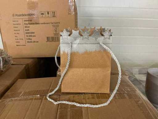 Partij Bags Festive Stars cardboard 13x13xH15cm Silvers (5000x)