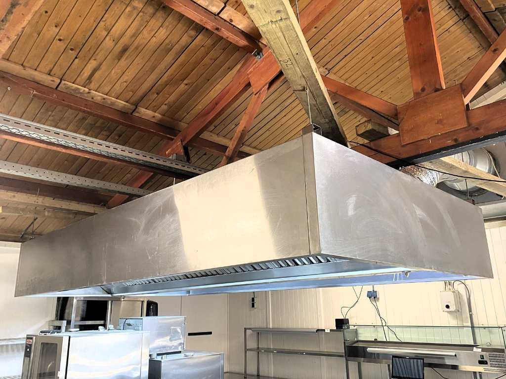 Extractor hood with external motor and drain pipe