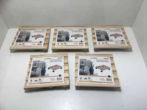 (5x) Benson Wooden Plant Trolleys – 300x300mm