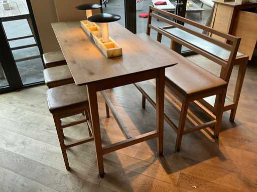 Hutten - Bartafel met bank en 3 barkrukken