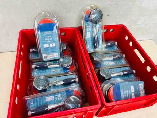 (x10) - FLORA 5 Spray Kit Handdouche + Slang (Blauw)