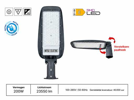 5 x LED Straatlamp 200W – 6400K Koud Wit - Grijs – IP65 – FLORIDA-200