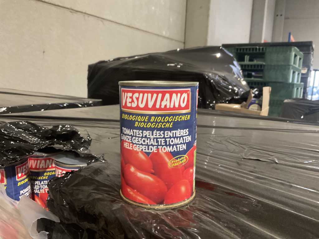 Batch of canned vesuviano peeled tomatoes