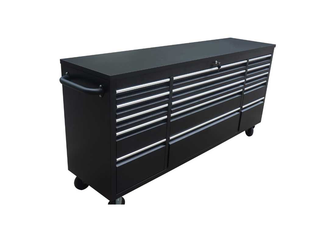 Stahlworks Workbench Deluxe Black 72 inch 15 drawers