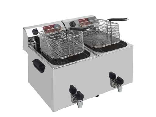 Diamond - Elektryczna frytkownica stołowa 2x 10-litrowa odpływ DIAMOND - frytkownica