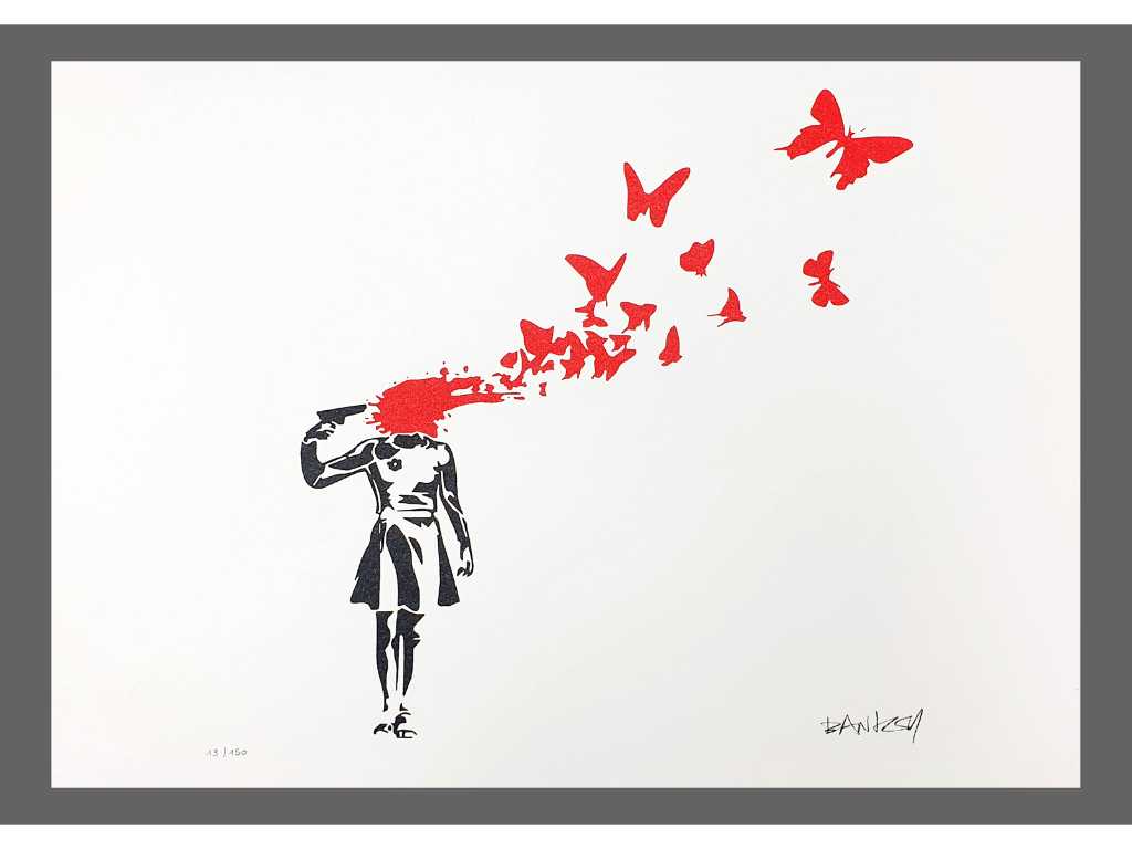 Banksy - Butterlfy Girl Suicide - Lithografie