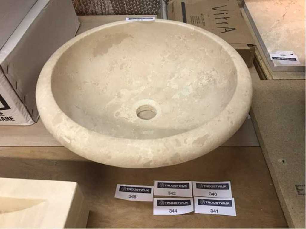 2 x Natural Stone Traverin Beige Washbasin 40.6x15 cm