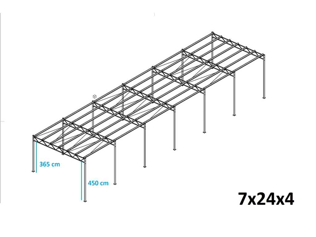 Stahlkonstruktion 7x 24 mtr (168m2)