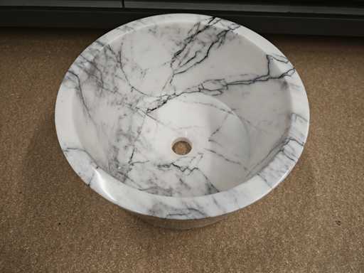 Lavabo in Marmo Pietra Naturale Bianco/Antracite 40x21 cm