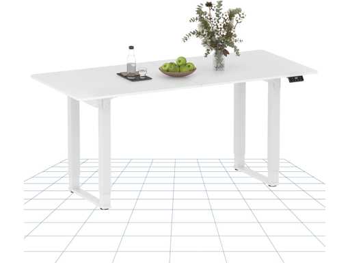 Electric Sit-Stand Desk with 4 Legs and Dual Motor - 160x75cm - white