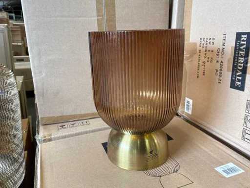 Riverdale - Windlicht Lois amber 24cm Bruin (4x)