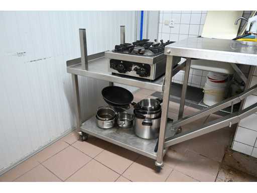 Van 't Wout Mobile stainless steel workbench with stainless steel folding worktop