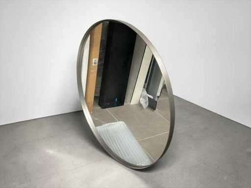 Mirror round 100cm in stainless steel frame
