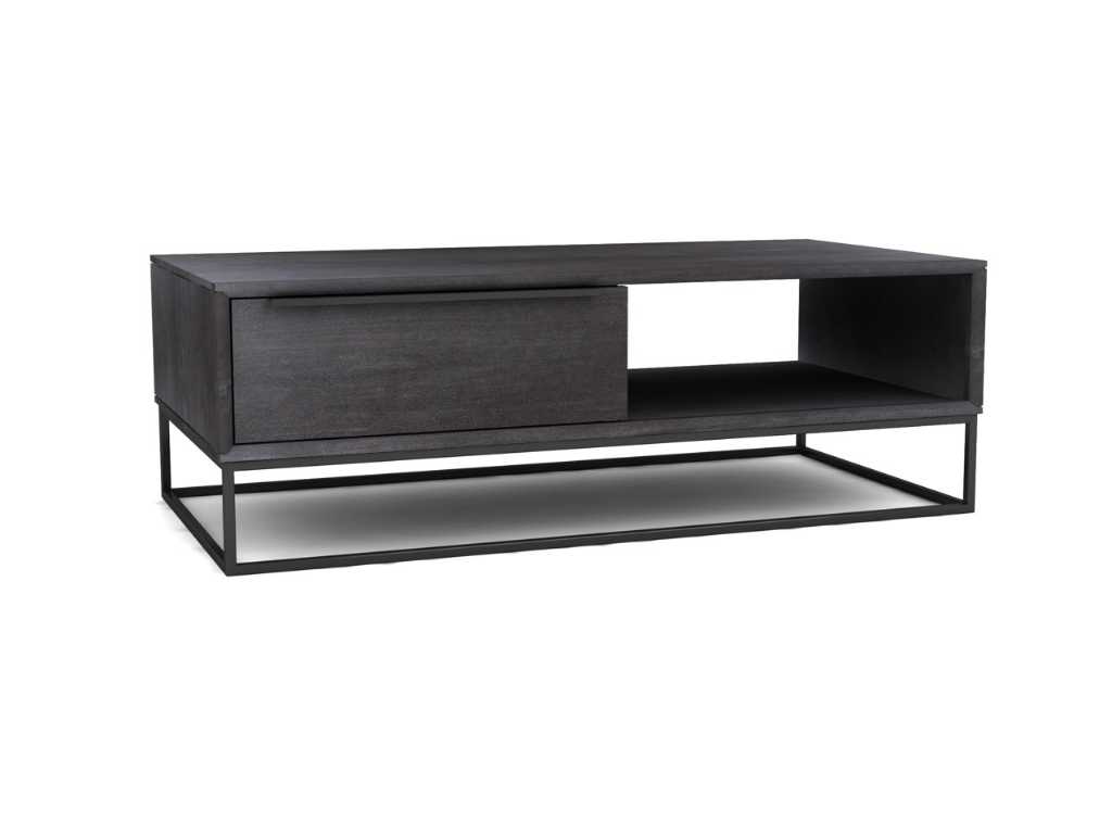 TOULON assembled coffee table 120 cm in solid wood black