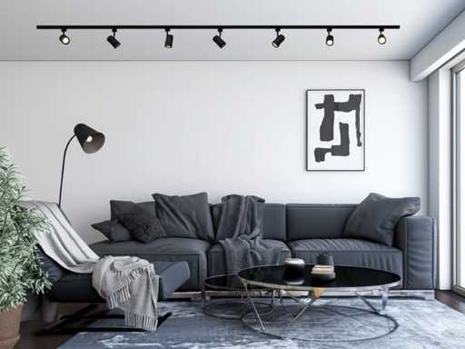 Système de rail de 3 mètres avec raccord GU10 à 9 pièces sur rail spot (3x)