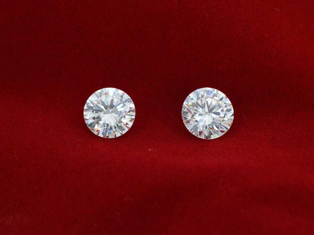 Diamant - 2,29 Karat echter Diamant (zertifiziert) - Paar