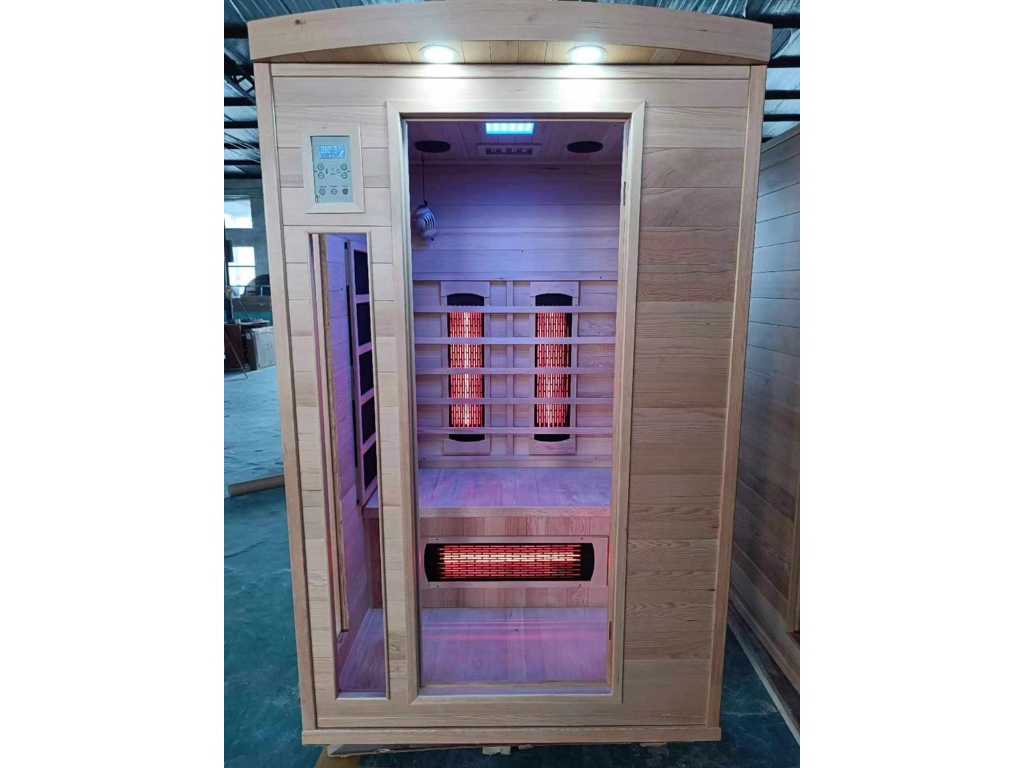 Infrarood sauna voorzien van hemlock hout en bluetooth - 120 x 105cm