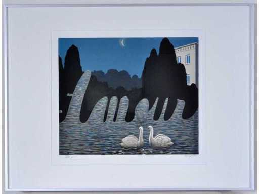 René Magritte - L’art de la conversation (Amour) - litho - ingelijst