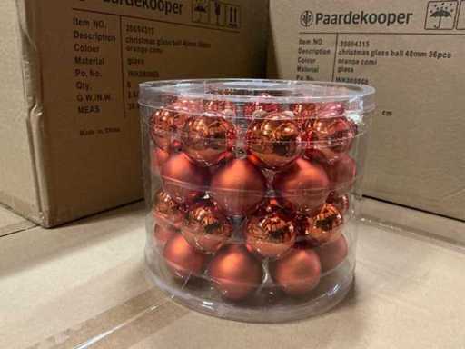 Série de boules de Noël en verre 40mm orange combi 36/tube (215 tubes)