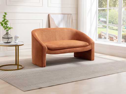 2-seater sofa in terracotta fabric