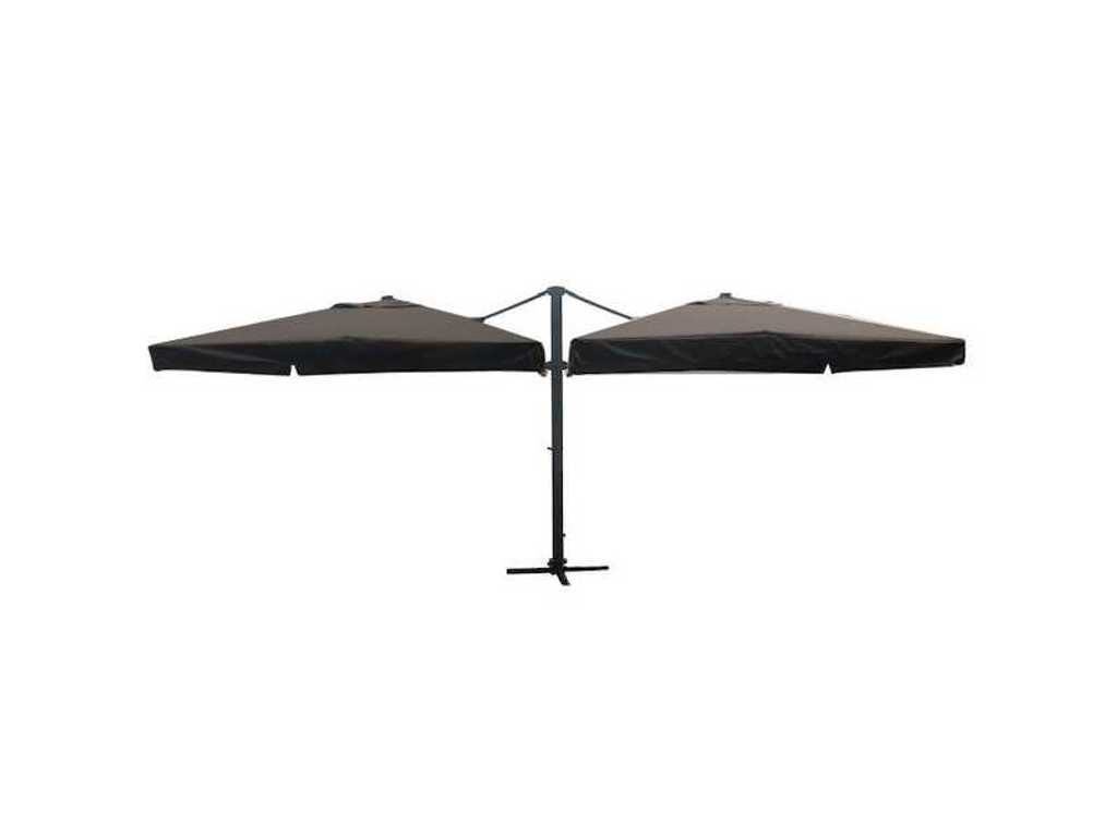 Dubbele hangende parasol Zwart (2 * 300x300cm)