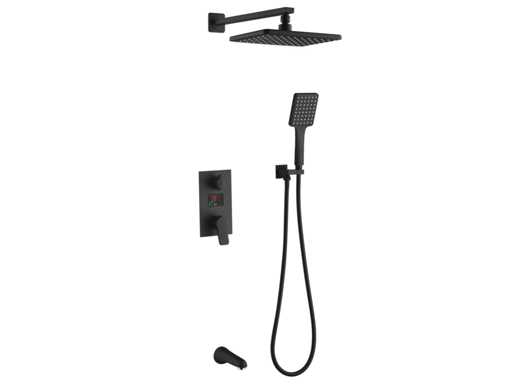 Mawialux Douche à effet pluie encastrable noir mat - affichage numérique