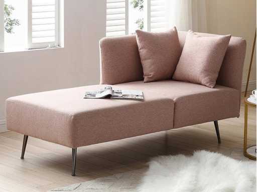 Linker chaise longue in roze stof