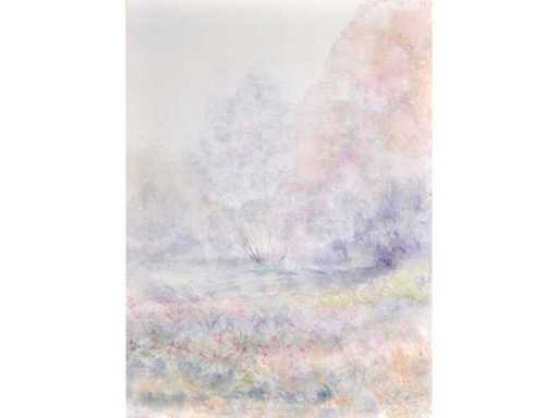 Guy Ribes (1948– ) - Blooming Landscape in Mist - watercolour