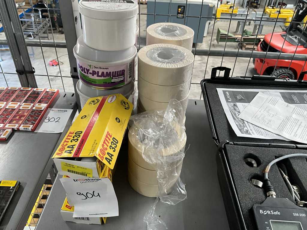 Glue, filler and adhesive tape