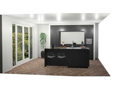 Cucina dell'isola Schüller con parete a ripostiglio