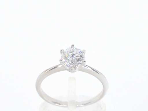 White gold solitaire ring with brilliant cut diamond 1.00 carat