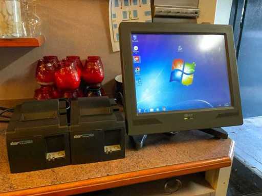 NCR 7611-5020-8801 Touchscreen-POS-System mit 2 x Stern TSP 100-3 Quittungsdrucker