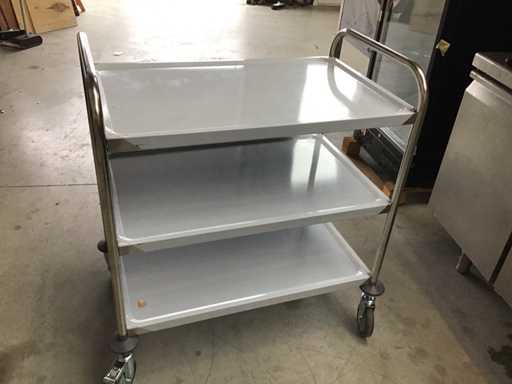 Stainless steel serving trolley 3 level