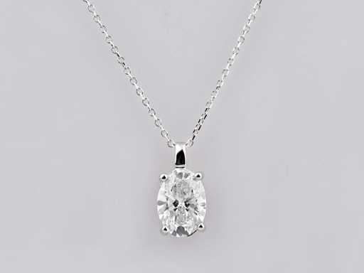 14 KT White gold Necklace with Pendant With 2.0 Cts Lab Grown Diamond