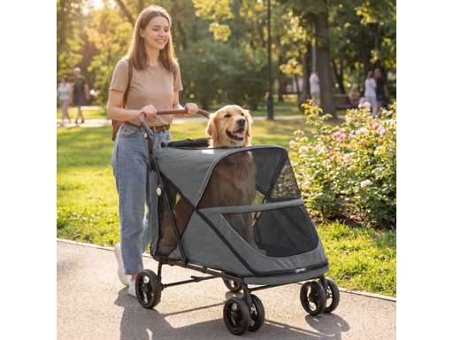 PawHut Foldable stroller for dogs up to 30 kg with 360° wheels, mesh windows