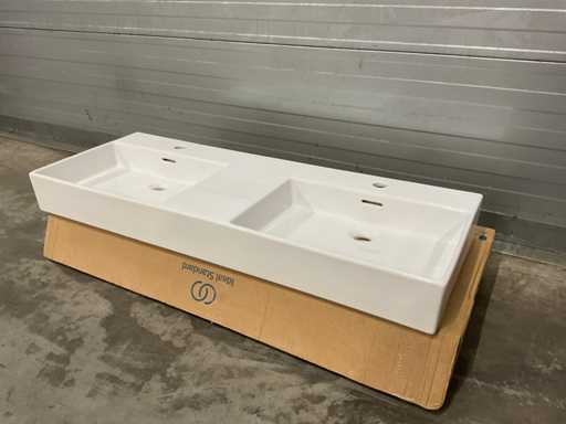 Doppio lavello Standard Extra Ideale con 2 fori di rubinetto e trabocco