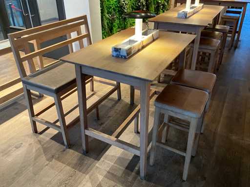 Hutten - Bar table with bench and 2 bar stools
