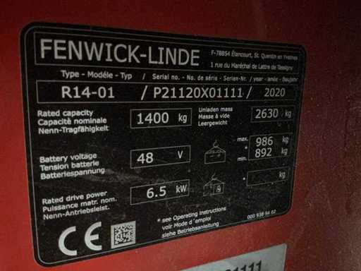 2020 Linde R14-01 Reach truck