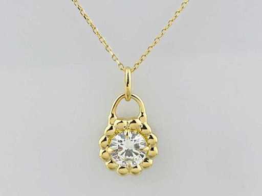 Collana in oro giallo 14 KT con pendente e diamante coltivato in laboratorio